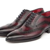 Paul Parkman Bordeaux Burnished Goodyear Welted Wingtip Oxford Shoes in #color_