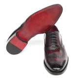 Paul Parkman Bordeaux Burnished Goodyear Welted Wingtip Oxford Shoes in #color_