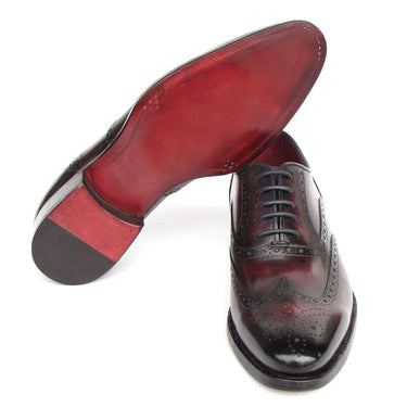 Paul Parkman Bordeaux Burnished Goodyear Welted Wingtip Oxford Shoes in #color_