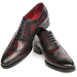 Paul Parkman Bordeaux Burnished Goodyear Welted Wingtip Oxford Shoes in #color_