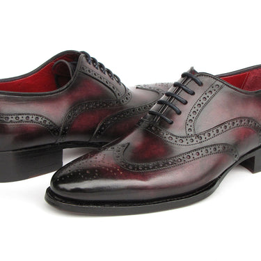 Paul Parkman Bordeaux Burnished Goodyear Welted Wingtip Oxford Shoes in #color_