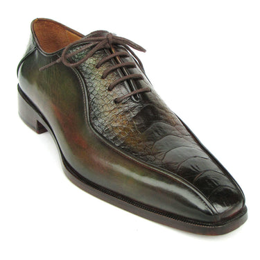 Paul Parkman Green Genuine Ostrich Leg Bicycle Toe Oxfords in #color_