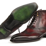 Paul Parkman Men's Bordeaux Burnished Leather Goodyear Welted Wingtip Boots in #color_