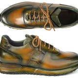 Paul Parkman Men's Olive Green Hand-Painted Sneakers in #color_