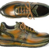 Paul Parkman Men's Olive Green Hand-Painted Sneakers in #color_