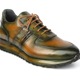 Paul Parkman Men's Olive Green Hand-Painted Sneakers in #color_