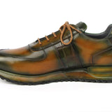 Paul Parkman Men's Olive Green Hand-Painted Sneakers in #color_