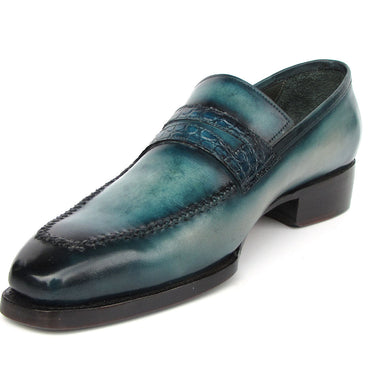 Paul Parkman Men's Turquoise Patina Handmade Loafers in #color_