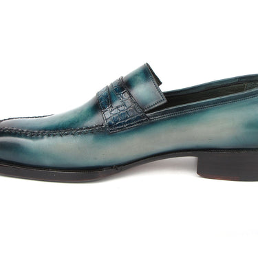 Paul Parkman Men's Turquoise Patina Handmade Loafers in #color_