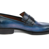 Paul Parkman Men's Blue Patina Handmade Loafers in #color_