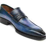 Paul Parkman Men's Blue Patina Handmade Loafers in #color_