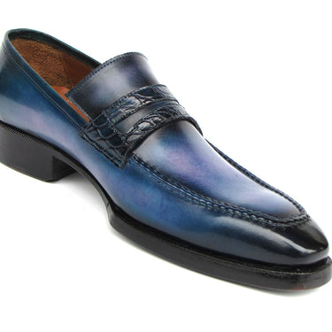 Paul Parkman Men's Blue Patina Handmade Loafers in #color_