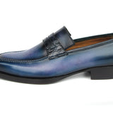 Paul Parkman Men's Blue Patina Handmade Loafers in #color_