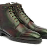 Paul Parkman Men's Green & Brown Hand-Painted Cap Toe Boots in #color_