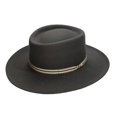 Fernandez y Roche Dallas Ribbon in Grey Wool Gambler Hat Made in Spain