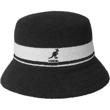 Kangol Bermuda Stripe Textured Bucket Hat in Black #color_ Black