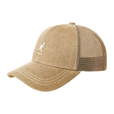 Kangol Distressed Cotton Mesh Hat Baseball Cap in Oat OSFM #color_ Oat OSFM