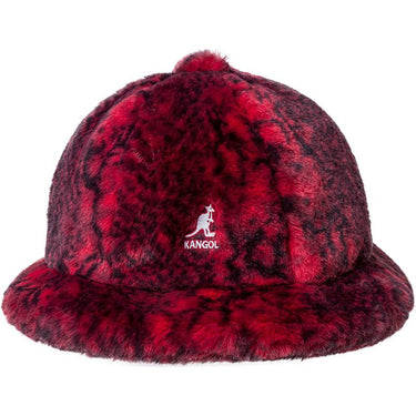 Kangol Faux Fur Casual Bucket Hat in Red Snake #color_ Red Snake