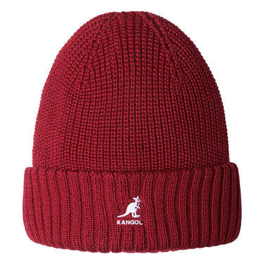 Kangol Merino Wool Rib Cuffed Beanie in Cranberry OSFM #color_ Cranberry OSFM