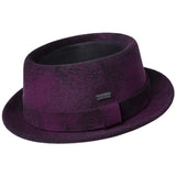 Kangol Polished Pork Pie Wool Felt in Blackberry Swirl #color_ Blackberry Swirl