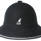 Kangol Stripe Casual Wool Bucket Hat in Black / Off White #color_ Black / Off White