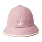 Kangol Stripe Casual Wool Bucket Hat in Dusty Rose / Off White #color_ Dusty Rose / Off White