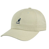 Kangol Washed Baseball Cap Adjustable Leather Backstrap in Khaki OSFM #color_ Khaki OSFM