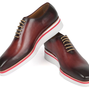 Paul Parkman Men's Smart Casual Wholecut Oxfords Bordeaux in #color_