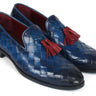 Paul Parkman Men's Big Braided Tassel Loafers Blue in #color_