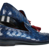 Paul Parkman Men's Big Braided Tassel Loafers Blue in #color_