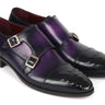 Paul Parkman Men's Studded Cap Toe Monkstraps Purple in #color_