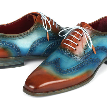 Paul Parkman Men's Wingtip Oxfords Turquoise / Tobacco in #color_