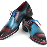 Paul Parkman Norwegian Welted Cap Toe Derby Shoes Blue / Purple in #color_