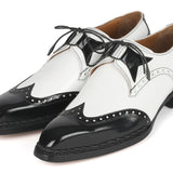 Paul Parkman Norwegian Welted Wingtip Men's Dress Shoes Black / White in #color_