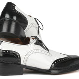 Paul Parkman Norwegian Welted Wingtip Men's Dress Shoes Black / White in #color_