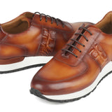 Paul Parkman Men's Brown Hand-Painted Sneakers in #color_