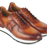 Paul Parkman Men's Brown Hand-Painted Sneakers in #color_