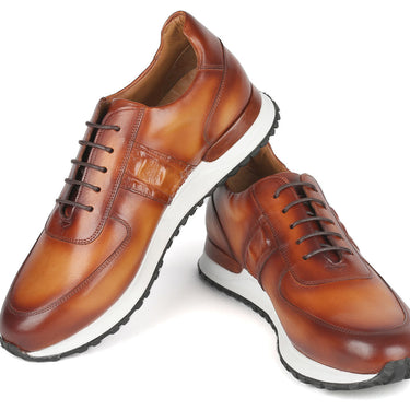 Paul Parkman Men's Brown Hand-Painted Sneakers in #color_