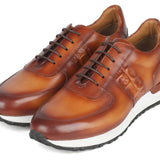 Paul Parkman Men's Brown Hand-Painted Sneakers in #color_