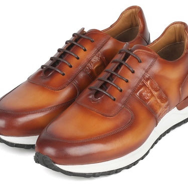 Paul Parkman Men's Brown Hand-Painted Sneakers in #color_