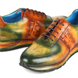 Paul Parkman Men's Green & Brown Patina Sneakers in #color_