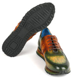 Paul Parkman Men's Green & Brown Patina Sneakers in #color_