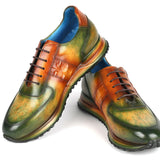 Paul Parkman Men's Green & Brown Patina Sneakers in #color_