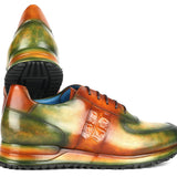 Paul Parkman Men's Green & Brown Patina Sneakers in #color_