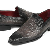 Paul Parkman Gray Crocodile Embossed Calfskin Loafers in #color_