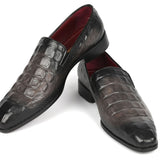 Paul Parkman Gray Crocodile Embossed Calfskin Loafers in #color_