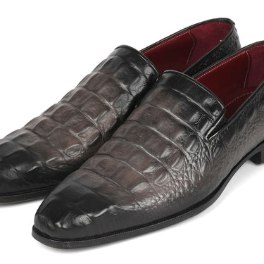 Paul Parkman Gray Crocodile Embossed Calfskin Loafers in #color_