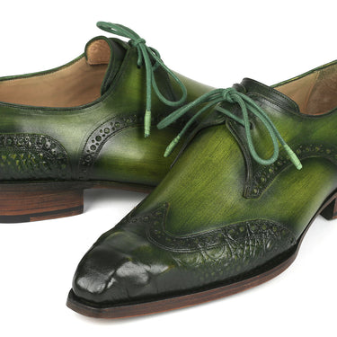 Paul Parkman Goodyear Welted Wingtip Derby Shoes Green in #color_