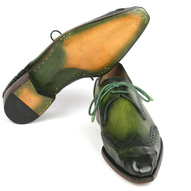 Paul Parkman Goodyear Welted Wingtip Derby Shoes Green in #color_