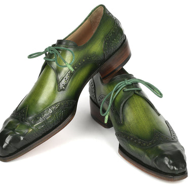 Paul Parkman Goodyear Welted Wingtip Derby Shoes Green in #color_